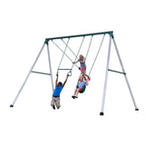 Backyard Discovery Big Brutus Galvanized Steel Swing Set Kit with Classic A-Frame, Two Belt Swings, One Trapeze Bar, Easy Assembly, Heavy-Duty Powder-Coated Steel, Weather-Resistant, Outdoor Playset Backyard Discovery