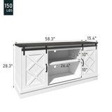 Boyel Living Farmhouse TV Stand for TVs up to 65 Inches,Farmhouse Entertainment Center with 2 Slicing Barn Door，Tv Consol for Living Room,Morden White Boyel Living