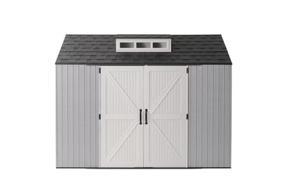 Rubbermaid Extra Large Resin Outdoor Storage Shed With Floor (7 x 10 Ft.), Weather Resistant, Brown, Organization for Home/Lawn Mower/Backyard Equipment/Bike Storage/Pool Supplies - WoodArtSupply