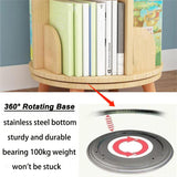 Gdrasuya10 3-Tier Natural Wood Rotating Bookshelf with 4 Legs for Easy Storage and Display Gdrasuya10