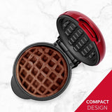 Holstein Housewares Personal Non-Stick Waffle Maker, Metallic Red - 4-inch Waffles in Minutes Holstein Housewares