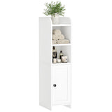 Homhedy Small Bathroom Storage Corner Floor Cabinet with Door and Shelves, Beside The Toilet Paper Stand for Skinny, Narrow Toilet Paper Cabinet, 9.8" D x 7.9" W x 31" H, White Homhedy