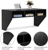 Giantex Wall Mounted Desk Floating Computer Desk, Writing Study Table W/3 Storage Shelves, Laptop PC Table for Living Room, Bedroom, Office (Black) Giantex