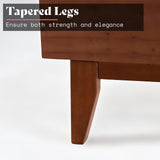 King Size Solid Wood Platform Bed Frame with Wooden Headboard - Easy Assembly, No Box Spring Required, Walnut Finish AMERLIFE