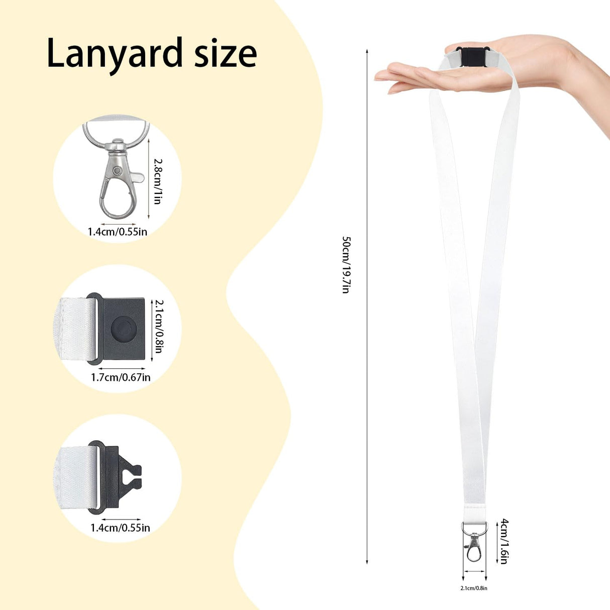 YOUKE OLA 50 Pack Sublimation Lanyards Blank Bulk White Sublimation Lanyards with Detachable Buckles Neck Lanyards Heat Transfer Lanyard for ID Badge Holder Keychain as Christmas Gifts YOUKE OLA