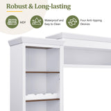 Farmhouse Wall Unit Entertainment Center with Adjustable Shelves and Wine Rack TV Wall Units for Living Room with Storage Bookshelf and Cabinet Large Media Console Entertainment Center - White MaiDeHaoo