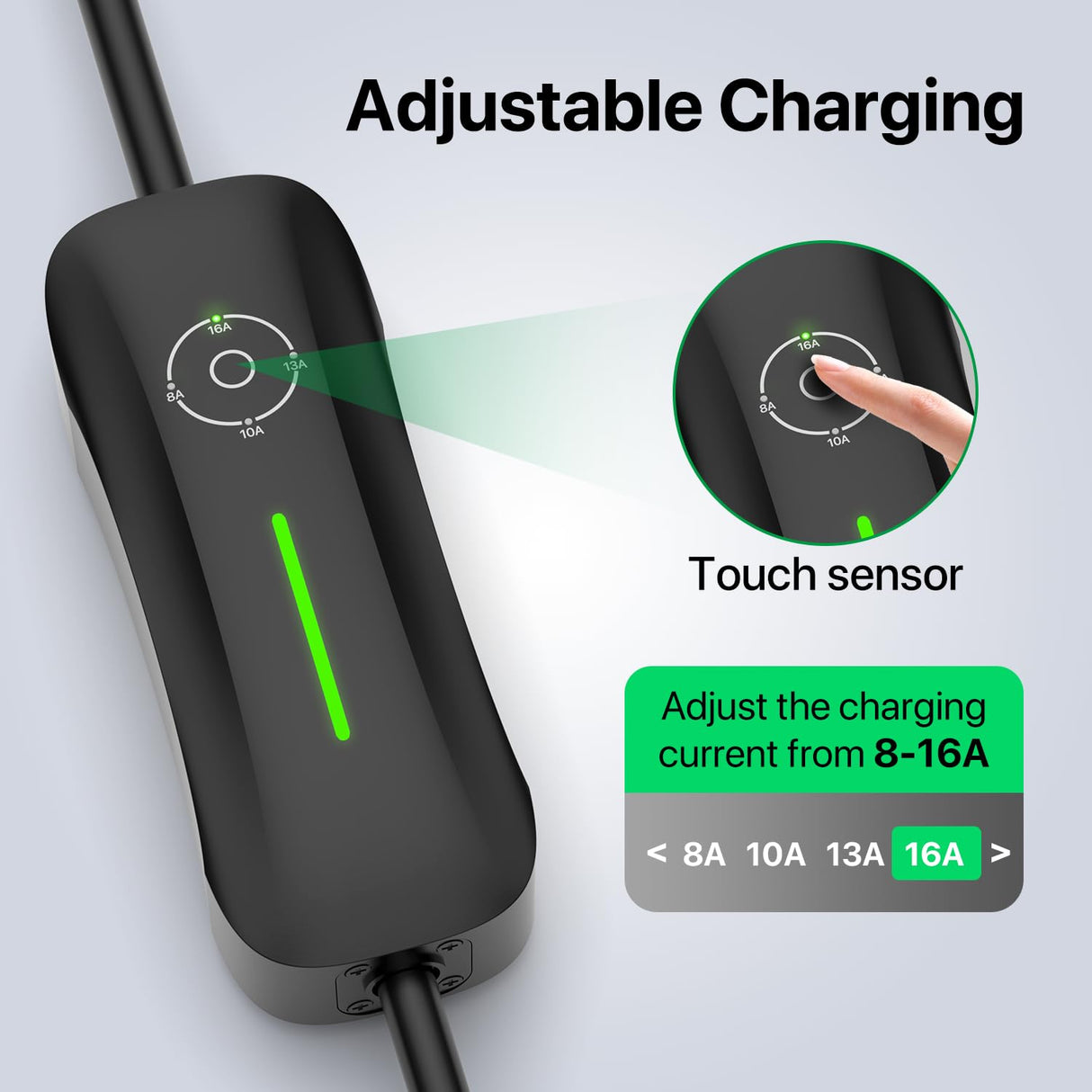 RhEVchar Level 1+2 EV Charger Tesla NACS 16A Mobile Electric Car Charger 110V/240V with NEMA 5-15 Plug and 6-20 Plug 25FT Cable 3.84KW Adjustable 16 Amps Vehicle Charging Stations for Tesla RhEVchar
