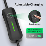 RhEVchar Level 1+2 EV Charger Tesla NACS 16A Mobile Electric Car Charger 110V/240V with NEMA 5-15 Plug and 6-20 Plug 25FT Cable 3.84KW Adjustable 16 Amps Vehicle Charging Stations for Tesla RhEVchar
