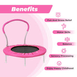 Roinoim 36 Inch Mini Trampoline for Kids with Handle, Indoor Round Toddler Trampoline, Pink Roinoim