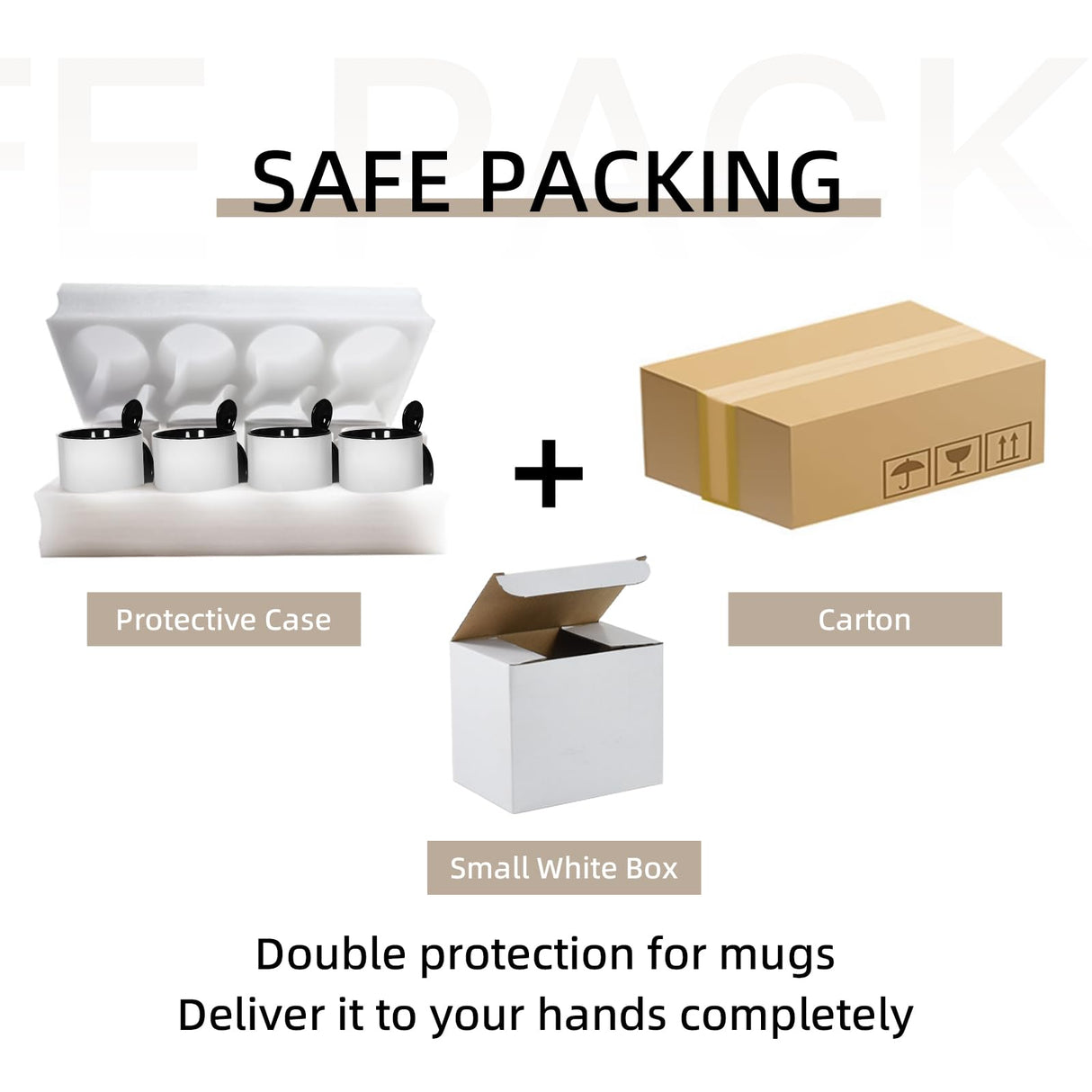 AGH Sublimation Coffee Mugs Blank 11 oz, White Straight Ceramic Cups with Black Interior, Handle, Spoon, Bulk Bundle Set of 12 AGH