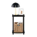 Furinno Simplistic 1-Tier End Side Night Stand/Bedside Table with Plastic Poles, Espresso/Black Furinno