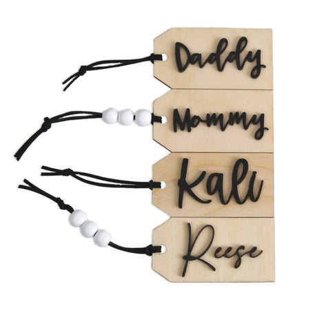 Personalized Stocking Tag, Customized Wooden Name & Font, Christmas Decoration, Gift for All Ages, Minimalist Rustic Style, Holiday Home & Room Decor, Hanging Ornament, Hickory Hollow Designs (Font 4) Hickory Hollow Designs