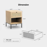 Rattan Nightstand Set of 2, End Table, Bedside Table, Rattan Side Table with Handmade Natural Rattan Decorative Door, Accent Table, Modern Nightstand for Bedroom, Living Room Yechen