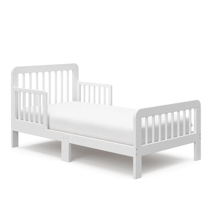 Storkcraft Pasadena Toddler Bed (White) - GREENGUARD Gold Certified, Includes Toddler Safety Guardrails, Fits Standard Crib & Toddler Mattress, Stylish Design with Rounded Details