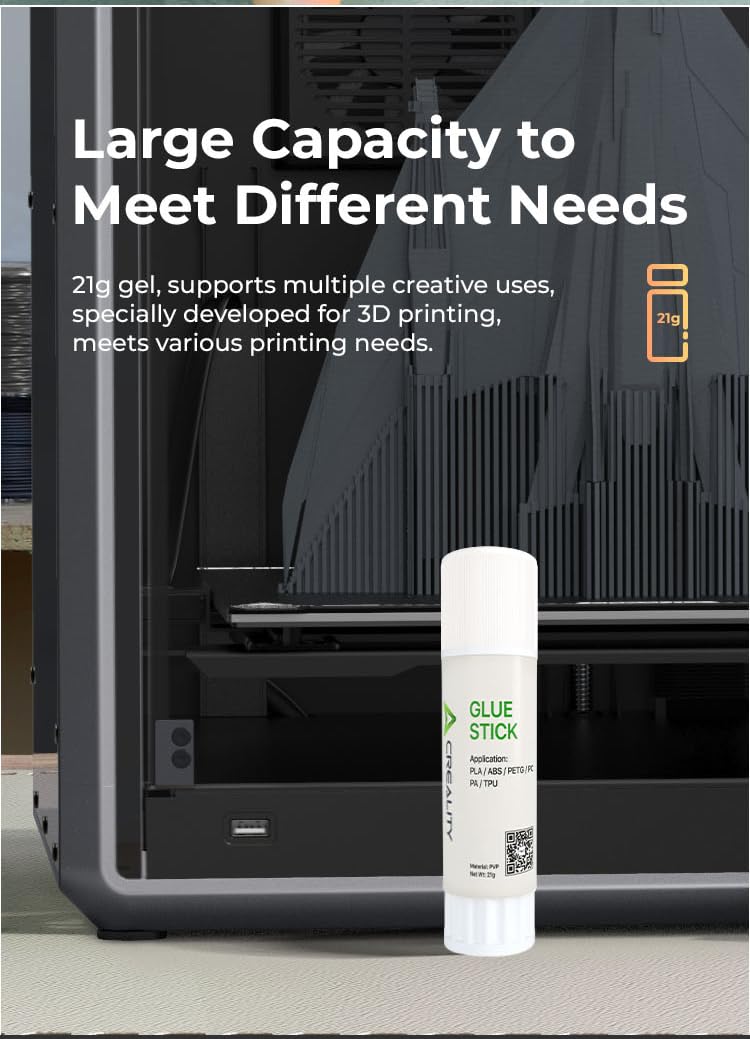 Creality Glue Stick for 3D Printer Build Plate 3Pcs, Maintained Constant Adhesion Prevents Warping, 3D Printer Bed Adhesive for PLA/ABS/PETG/PC/PA/TPU, 3D Print Tools/Accessories, 3D Print Glue, 21g Lokkr