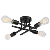 SunRider Industrial 4-Light Semi Flush Mount Ceiling Light Fixture, Modern Farmhouse Lights Matte Black, Rustic Sputnik Chandelier for Bedroom Foyer SunRider
