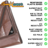 COMFITWEAR 16 MIL Heavy Duty Tarp Super Heavy Duty Tarp Cover 16 MIL Multi-Purpose Extra Heavy Duty Tarps Car Tarp Boat Tarp Camping Tarp General Purpose Waterproof Tarp Cover (20' X 40', Brown) COMFITWEAR