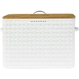 EMAX HOME Extra Large Space Saving Farmhouse Bread Box With Wood Lid - Vertical Breadbox Bread Storage Bin Holder for Kitchen Countertop, White EMAX HOME