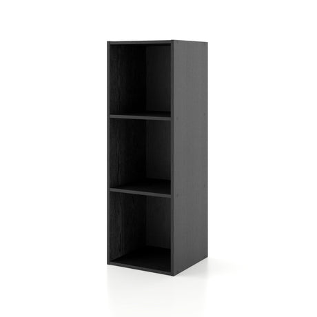 HOMES: INSIDE + OUT Apexa 3 Cube Storage Organizer Shelves, Stackable Wood Bookcase Fits Cubby Bins for Organization, Dorm Teen Room Decor & Home Office, Black HOMES: INSIDE + OUT