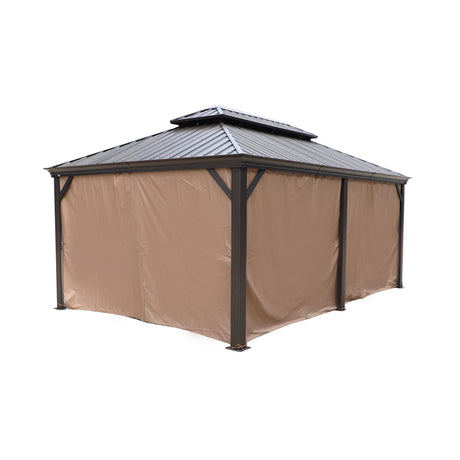 Kozyard Gazebo Privacy Curtain Outdoor Waterproof Sidewall for Hardtop Gazebo, OEM Replacement for Patio Gazebo Curtains for Alexander, Caesar, Rosana and Apollo Model (12ft x 18ft, Brown) Kozyard