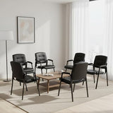 Naomi Home Faux Leather Stackable Office Guest Chairs – Reception Chairs with Armrests for Lobby, Clinic, Medical Waiting Room or Conference Room Seating - Black, Set of 6 Naomi Home