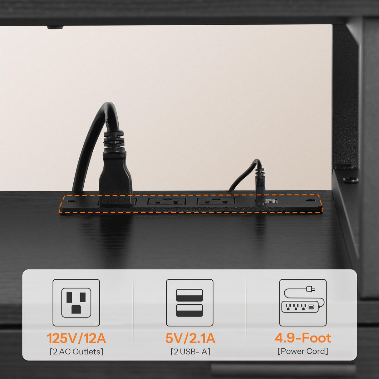 HOOBRO TV Stand with LED Light and Power Outlets for TVs up to 65 Inch, TV Media Console with Double-Door Cabinet, Gaming Entertainment Center for Living Room Bedroom, Black BB48UDDS01 HOOBRO