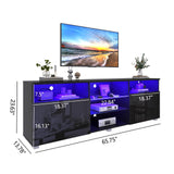 Vinctik 6&Fox Modern LED65inch TV Stand for 65/70/75 inch TV,High Glossy TV Entertainment Center with Storage Drawer,TV Stands for Living Room,APP RGB Light,Smart Modern TV Cabinet(65in Black) Vinctik 6&Fox