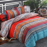 Goodidea Striped Bohemian Comforter Set King Size 3 Pieces Boho Hippie Geometric Bedding Set Soft Breathable Reversible Microfiber Boho Comforter with 2 Pillowcases(20"x36") Goodidea