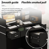 AGOTENI Reception Desk Reception Stations with Open Shelf & Drawers, Wooden Counter Desk with Lockable Drawer for Office Reception Room (Black) AGOTENI