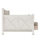 Twin Size Farmhouse Wood Daybed with 2 Storage Drawers, X-Shaped Sturdy Modern and Rustic Casual Style Corner Bed Day Bed Frame with Drawers for Bedroom, No Box Spring Required (Cream White+Twin) THINK 30