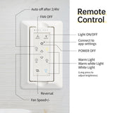 POPFAN 52 Inch Modern Ceiling Fan With Dimmable LED Light 5 Solid Wood Blades Smart Remote Control Reversible DC Motor for Bedroom, Living Room, White (White & Woodgrain) POPFAN