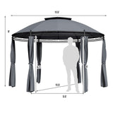 Tangkula 11.5x11.5 ft Round Patio Gazebo, 2-Tier Dome Gazebo with Removable Side Curtains, Heavy Duty Steel Frame, Outdoor Gazebo Pavilion for Tangkula