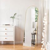 Arched Mirror Full Length, 16"x59" Body Wall Mirrors with Shatter-Proof Glass, Floor Standing, Hanging or Leaning, Tall Arch Mirror with Stand Aluminum Alloy Frame for Bedroom Cloakroom Zibbizo