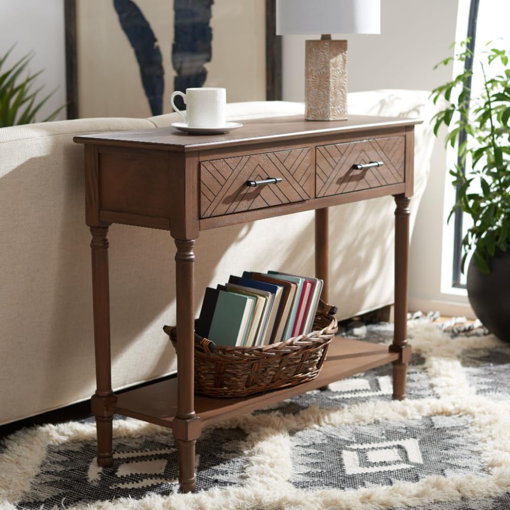 SAFAVIEH Home Collection Peyton Brown 2-Drawer Console Table CNS5704C Safavieh