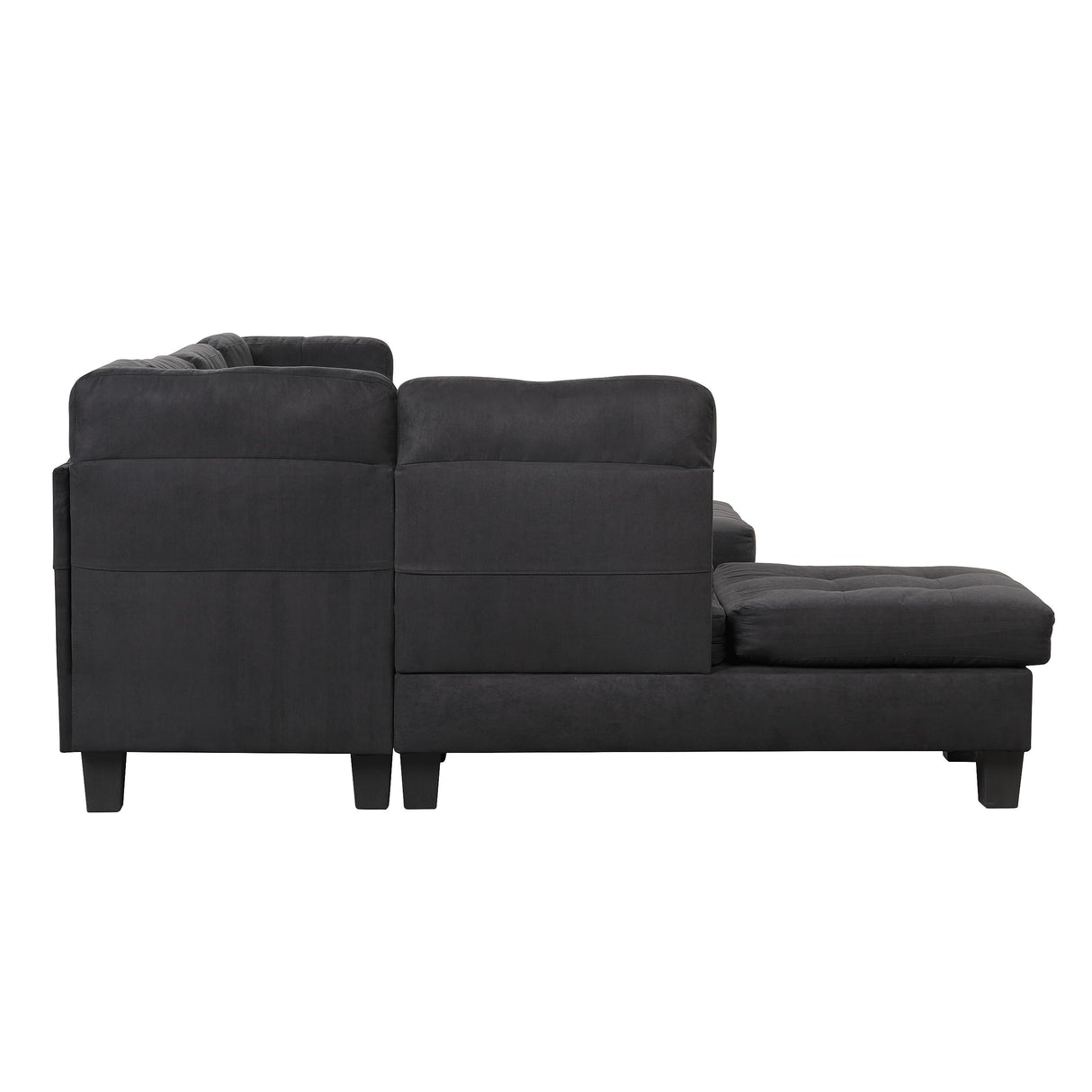 Casa Andrea Milano Modern Sectional Sofa L Shaped Couch with Reversible Chaise & Ottoman, Large Living Room Furniture, Black Casa Andrea Milano