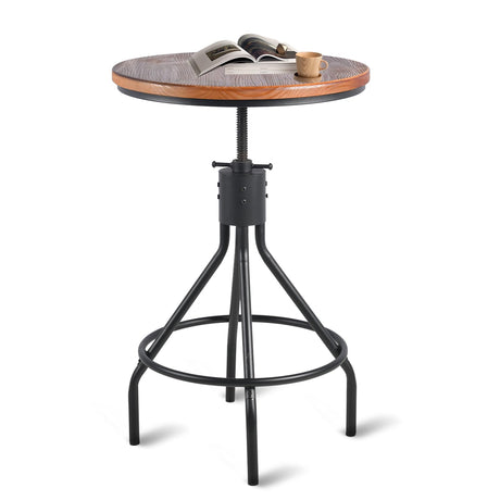 BOKKOLIK Industrial Bar Table, Counter Height 30-36inch Height Adjustable, Swivel Wooden Tabletop, Farmhouse Dinner Table for Home Kitchen，Vintage Display Stand BOKKOLIK