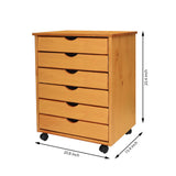 Adeptus Original Roll Cart, Solid Wood, 6 Drawer Extra Wide Drawers Roll Carts, Medium Pine ADEPTUS