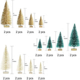 AerWo 24Pcs Mini Christmas Trees Bottle Brush Trees with Wood Base, Christmas Village Trees for Tabletop Christmas Decor Holiday Winter Decorations AerWo