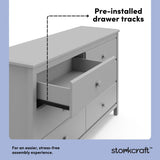 Storkcraft Alpine 6-Drawer Dresser (Pebble Gray) – GREENGUARD Gold Certified, Gray Dresser for Bedroom, Kids & Nursery Storage Drawers, Safety Interlocking Drawers, Pre-Installed Tracks, Kids Bedroom Storkcraft