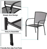 AECOJOY Outdoor Patio Chairs Set of 4, Metal Stackable Lawn Chairs with Armrests & Breathable Metal Mesh, 4 Pack Bistro Chairs for Outdoor Dining Set AECOJOY