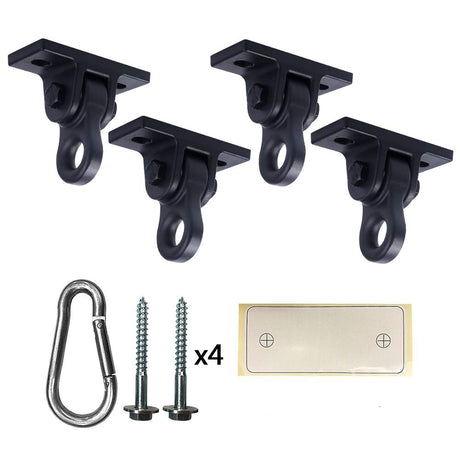 ABUSA Heavy Duty Black Swing Hangers Screws Bolts Included Over 5000 lb Capacity Playground Porch Yoga Seat Trapeze Wooden Sets Indoor Outdoor (4 Pack) ABUSA