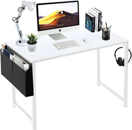 Lufeiya 47 inch White Office Computer Desk - Modern Simple Student Study Table for Home Office Bedroom Writing Desk Lufeiya