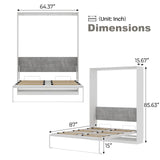 Farmhouse Murphy Bed Queen, 85" Wall Bed Folds to Save Space, Concealed Bed Frame with Hydraulic Rod and Wall Mounted Features for Apartment/Office/Guest Room Bobve