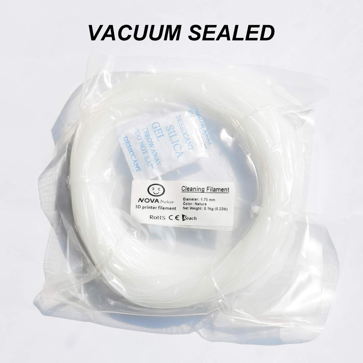 NOVAMAKER 3D Printer Cleaning Filament 1.75mm，100g (0.22lbs)，Dimensional Accuracy +/- 0.05mm，Natural Color，Fit Most FDM Printer NovaMaker