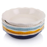 AVLA Ceramic Pie Dish for Baking, 9 Inches/ 47OZ Pie Pan Pie Plate Round Baking Dish Pan with Ruffled Edge for Kitchen Cooking Dessert Dinner, White, Set of 2 AVLA