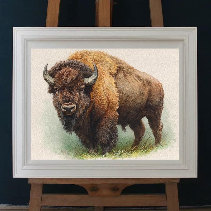 CDYCNXZ Buffalo Bison Diamond Art Painting Kits Animals Wildlife Round 5D Full Drill Diamond Dots Craft for Adults Beginner Wall Decor 12x16 inch CDYCNXZ