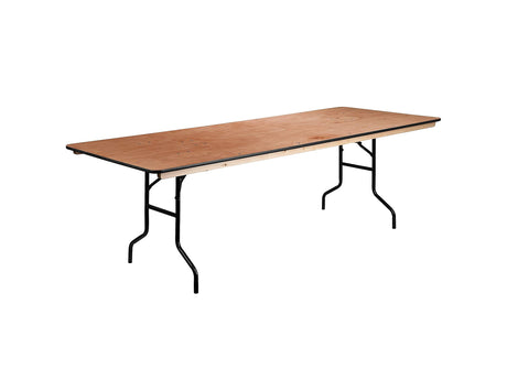 Flash Furniture Fielder 8' Rectangular All-Occasion Wood Folding Event Table, Foldable Portable Banquet Table with Wooden Top, Natural/Black Flash Furniture