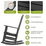 FOOWIN Patio Rocking Chairs,HDPE High Back Porch Rocker,All Weather Resistant Poly Lumber Outdoor Porch Rocker, Rocking Chairs for Outdoor, Indoor, Patio, Deck, Garden (Set of 2, Black) FOOWIN