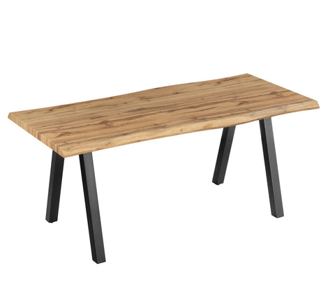 Modern Farmhouse Dining Table for 6-8 People with Live Edge, 70" Rectangular Wood Kitchen Table with Strong Metal Frame, Large Dining Room Table for Big Family (Wood Color) SIMTONAL