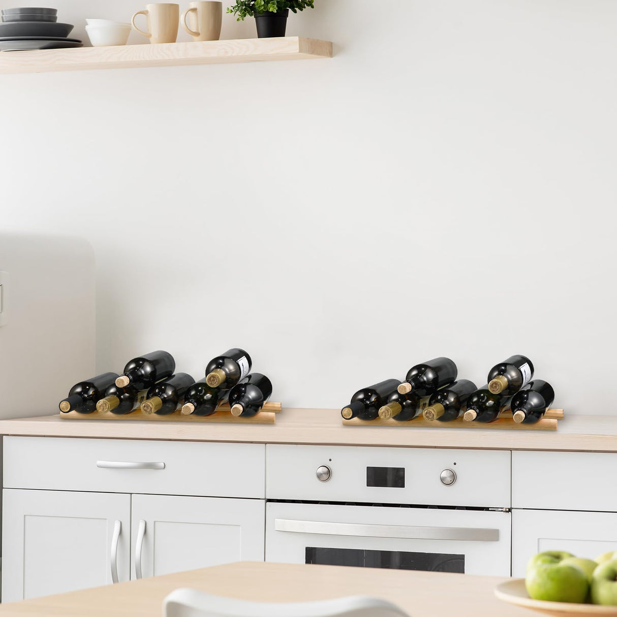 Barydat 4 Pcs Compact Wooden Wine Rack Wood Wine Bottle Holder Countertop Wine Holder Stand Display Wine Rack Shelf Small Stackable Wine Bottle Storage Organizer for Cabinet Fridge Tabletop Bar Barydat